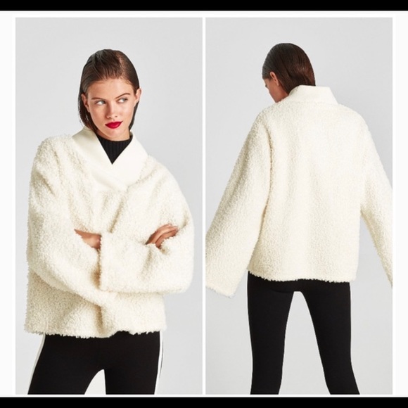 Zara ivory teddy bear sherpa sweater - Picture 2 of 8